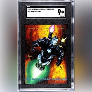 Graded! 1993 Skybox Marvel Masterpieces War Machine trading card.